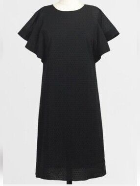 NWT J. Crew Black Swiss Dot Mini Dress Flutter Sleeves 100% Cotton Size 6 Casual